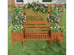 Plancheur com Trellis Brown - em Solid Fir - para terraço de jardim - 170x42x145cm
