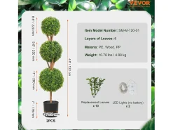 Planta Artificial, SucceBuy Árvore Topiária Artificial de 120 cm, Planta Artificial Decorativa com Folhas Substituíveis