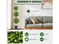 Planta Artificial, SucceBuy Árvore Topiária Artificial de 120 cm, Planta Artificial Decorativa com Folhas Substituíveis