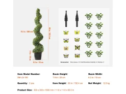 Planta Artificial, SucceBuy 150 cm Buxo Artificial Topiária, Resistente a UV, Planta Falsa, Decoração para Casa, 2 Pacotes