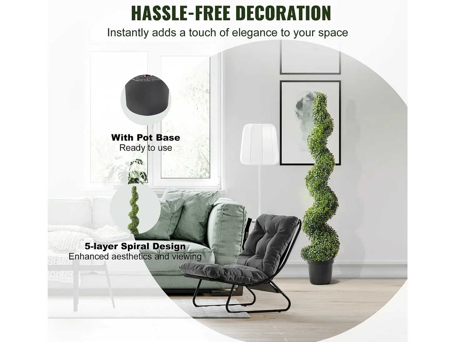 Planta Artificial, SucceBuy 150 cm Buxo Artificial Topiária, Resistente a UV, Planta Falsa, Decoração para Casa, 2 Pacotes