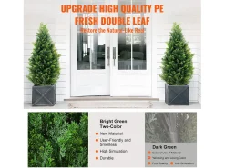 Planta Artificial, SucceBuy Pacote de 2 Árvores Topiárias Artificiais de Cedro de 91 cm Resistentes aos Raios UV para Decoração Interior/Exterior
