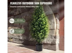 Planta Artificial, SucceBuy Pacote de 2 Árvores Topiárias Artificiais de Cedro de 91 cm Resistentes aos Raios UV para Decoração Interior/Exterior