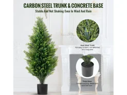 Planta Artificial, SucceBuy Pacote de 2 Árvores Topiárias Artificiais de Cedro de 91 cm Resistentes aos Raios UV para Decoração Interior/Exterior