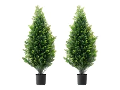 Planta Artificial, SucceBuy Pacote de 2 Árvores Topiárias Artificiais de Cedro de 91 cm Resistentes aos Raios UV para Decoração Interior/Exterior