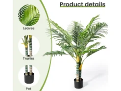 Planta verde artificial - palmeira na panela H 120 cm - palmeira muito realista - 2 tronco e 15 folhas - com pote