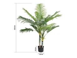 Planta verde artificial - palmeira na panela H 120 cm - palmeira muito realista - 2 tronco e 15 folhas - com pote
