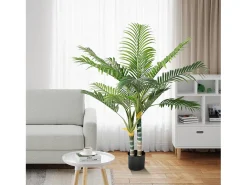 Planta verde artificial - palmeira na panela H 120 cm - palmeira muito realista - 2 tronco e 15 folhas - com pote