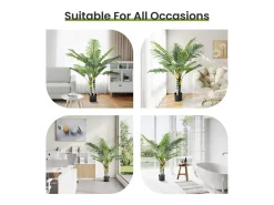 Planta verde artificial - palmeira na panela H 120 cm - palmeira muito realista - 2 tronco e 15 folhas - com pote