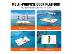 Plataforma Flutuante Insuflável, SucceBuy Doca Flutuante Insuflável 243×152 cm, Tapete de Plataforma com Escada