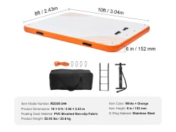 Plataforma Flutuante Insuflável, SucceBuy Tapete de Plataforma Flutuante Insuflável 304×243 cm com Escada