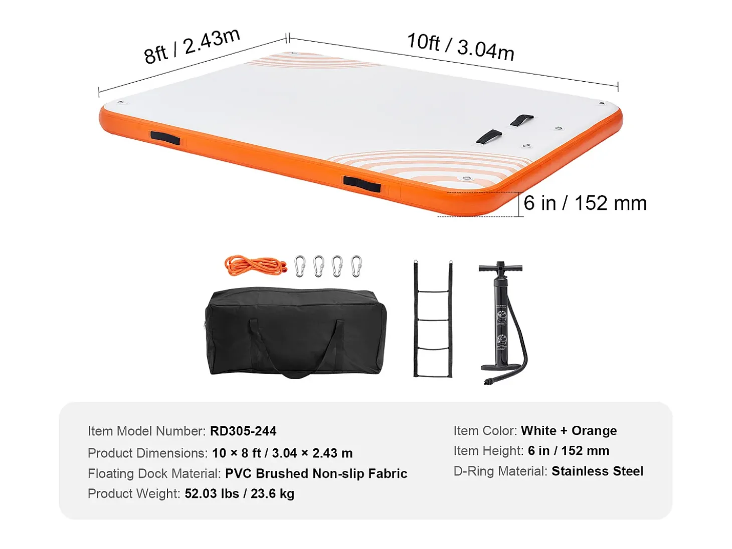 Plataforma Flutuante Insuflável, SucceBuy Tapete de Plataforma Flutuante Insuflável 304×243 cm com Escada