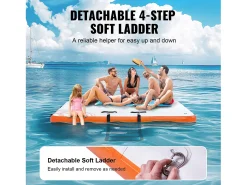 Plataforma Flutuante Insuflável, SucceBuy Tapete de Plataforma Flutuante Insuflável 304×243 cm com Escada
