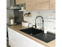 Plimo misturador para lava-loiça com chuveiro móvel cromado preto Essebagno
