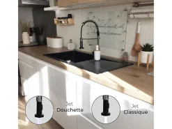Plimo misturador para lava-loiça com chuveiro móvel cromado preto Essebagno