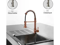 Plimo misturador para lava-loiça com chuveiro móvel em cobre escovado Essebagno