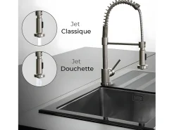 Plimo misturador para lava-loiça com chuveiro móvel em aço inoxidável Essebagno
