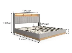 Polsterbett cinza 187.5x216x113.2 nura
