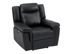 Poltrona articulada elétrica em pele preto contemporânea KENNETH