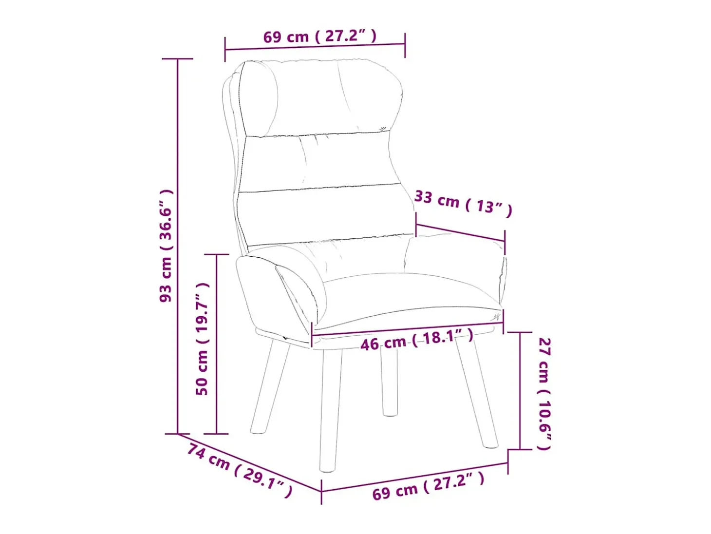 poltrona Bege 69 x 74 x 93 cm Tecido Sherpa