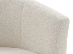 Poltrona cabriolet e pufe tecido bouclé branco estilo clássico intemporal - JOVANA