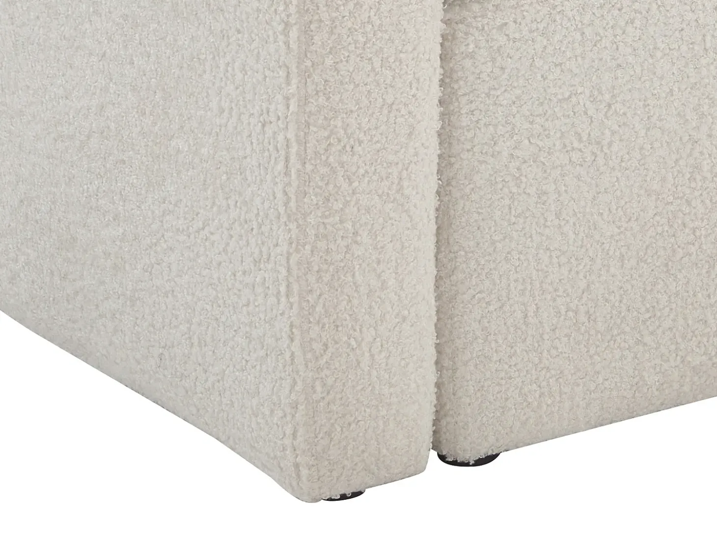 Poltrona cabriolet e pufe tecido bouclé branco estilo clássico intemporal - JOVANA
