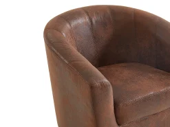Poltrona cabriolet em microfibra envelhecida castanho pesponto CRISTOBAL II