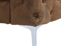 Poltrona Chesterfield em microfibra com aspecto de couro envelhecido EDWINA