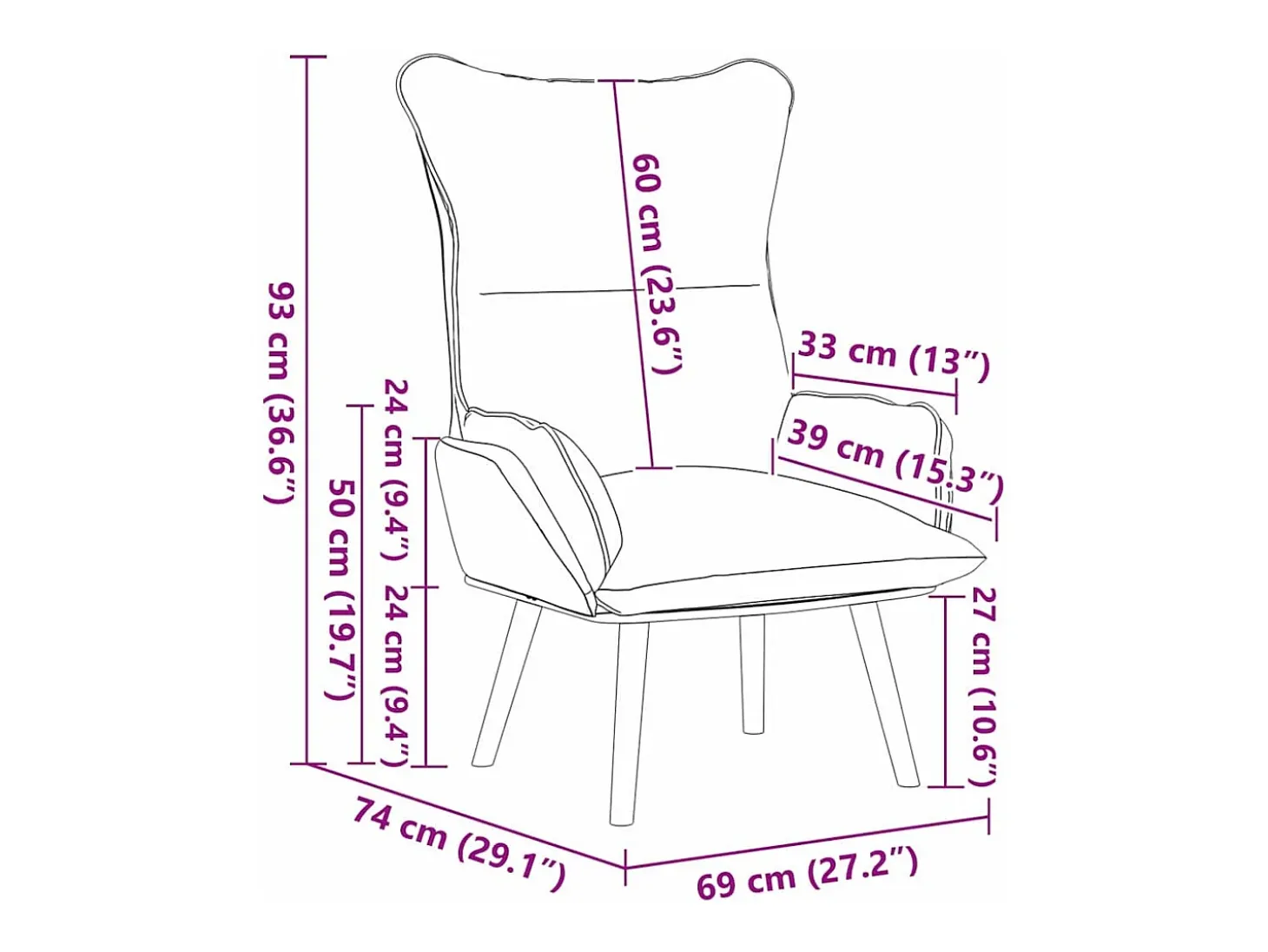 poltrona Cinza Nuvem 69 x 74 x 93 cm Tecido e Contraplacado