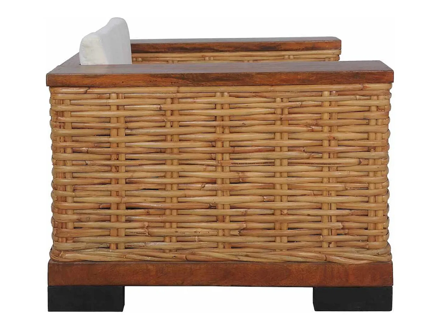 Poltrona com almofadões em vime natural castanho