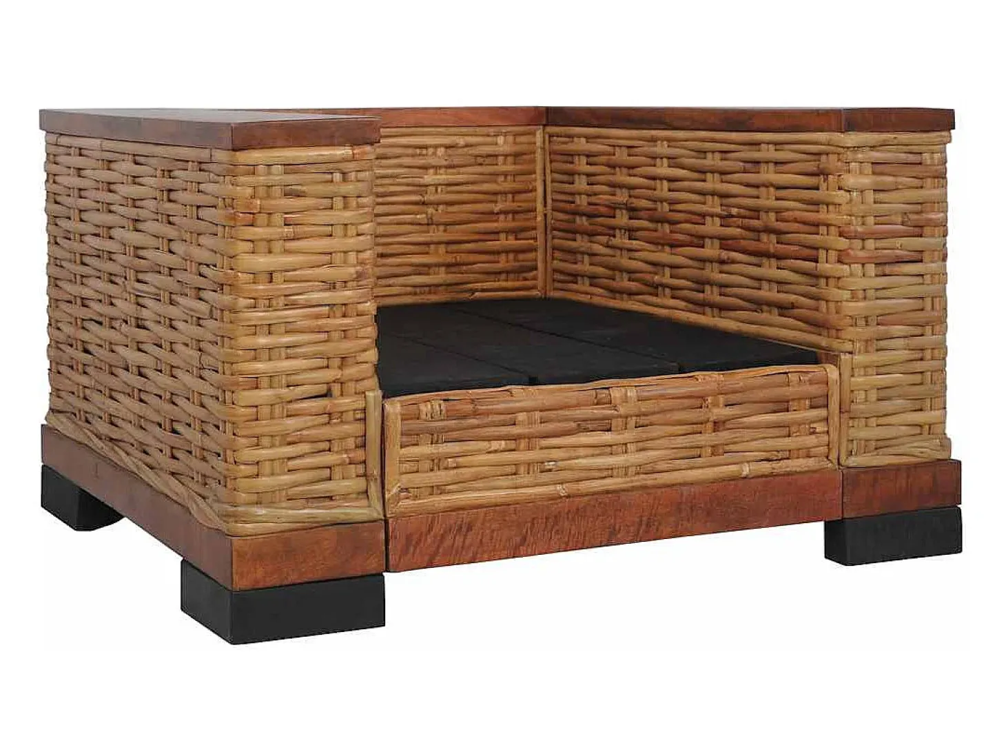 Poltrona com almofadões em vime natural castanho