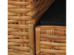 Poltrona com almofadões em vime natural castanho