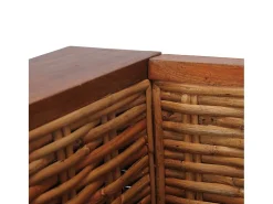 Poltrona com almofadões em vime natural castanho