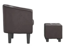 Poltrona com apoio de pés couro artificial castanho