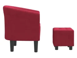 Poltrona com apoio de pés veludo vermelho-tinto