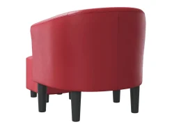 Poltrona com apoio de pés couro artificial vermelho-tinto