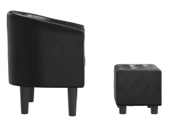 Poltrona com apoio de pés couro artificial preto