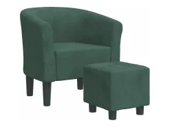 Poltrona com apoio de pés veludo verde-escuro