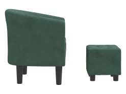 Poltrona com apoio de pés veludo verde-escuro