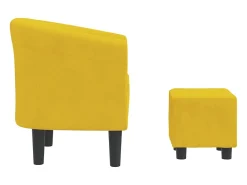 Poltrona com apoio de pés veludo amarelo