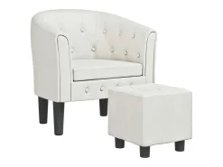 Poltrona com apoio de pés couro artificial branco