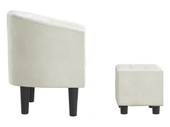 Poltrona com apoio de pés couro artificial branco