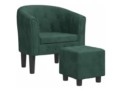 Poltrona com apoio de pés veludo verde-escuro
