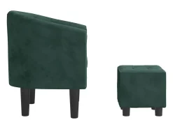 Poltrona com apoio de pés veludo verde-escuro
