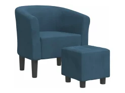 Poltrona com apoio de pés veludo azul-escuro