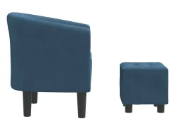 Poltrona com apoio de pés veludo azul-escuro