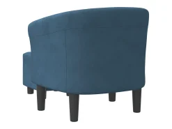 Poltrona com apoio de pés veludo azul-escuro