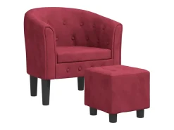 Poltrona com apoio de pés veludo vermelho-tinto