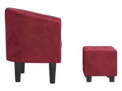 Poltrona com apoio de pés veludo vermelho-tinto