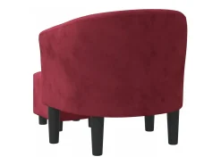 Poltrona com apoio de pés veludo vermelho-tinto